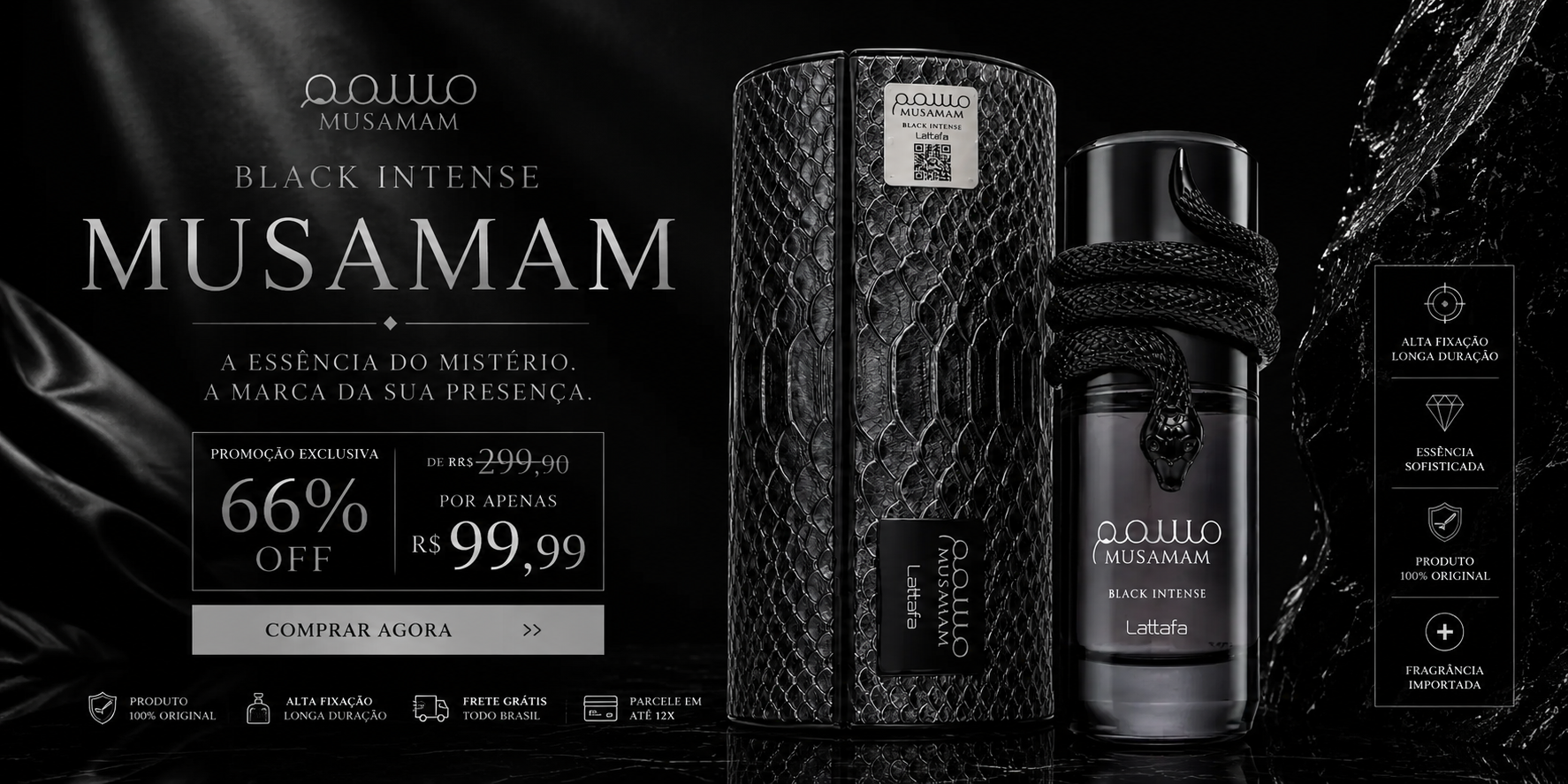 Musamam Black Intense Lattafa — R$ 99,99